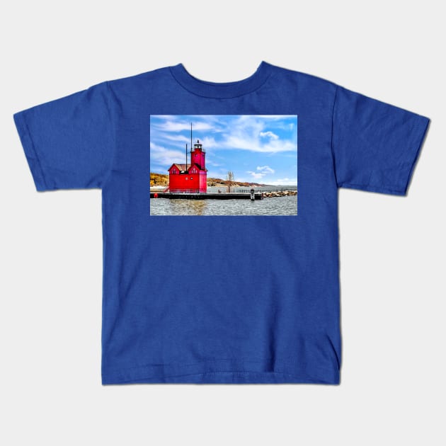 “Holland Harbor Lighthouse” Kids T-Shirt by Colette22